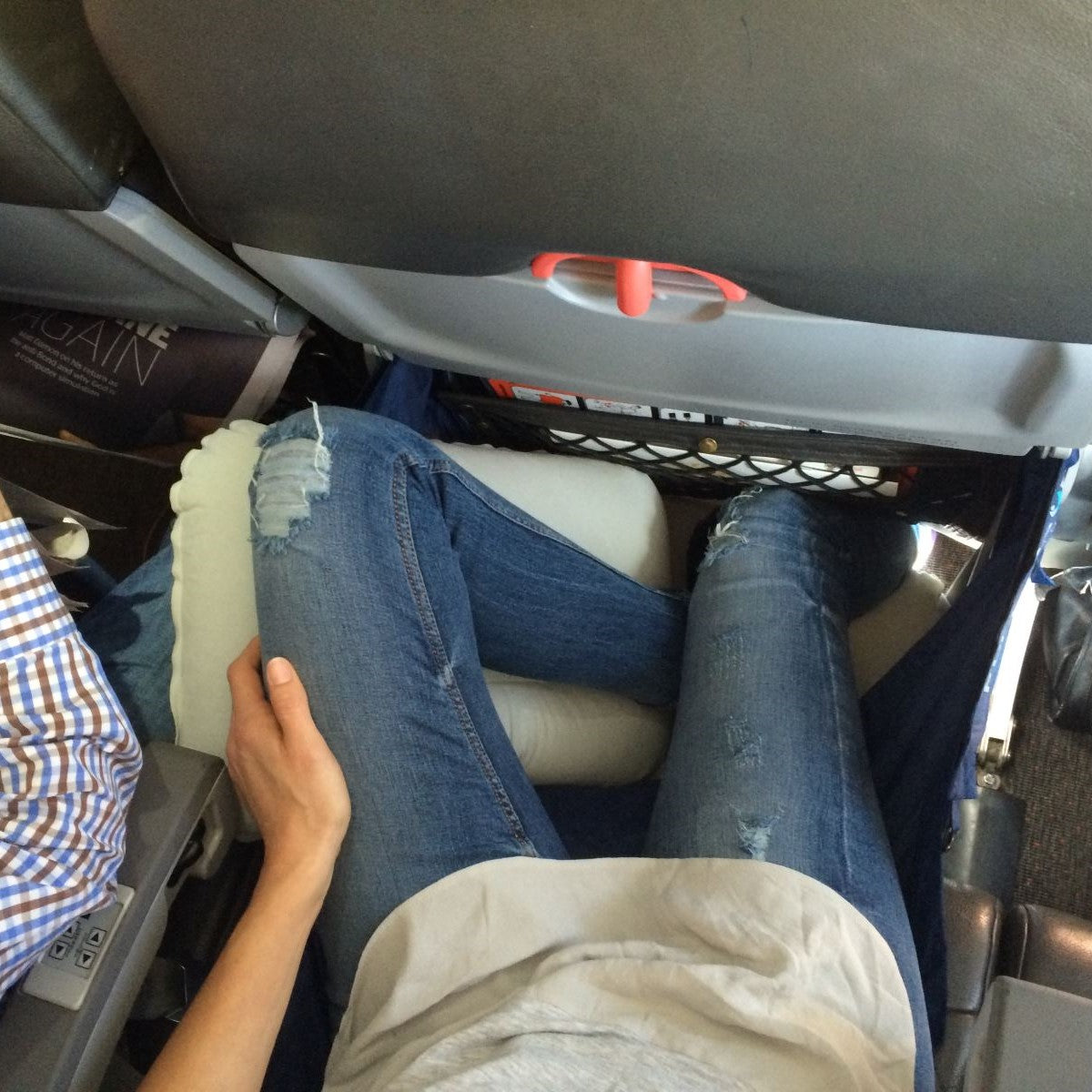 "Would try to stick my toes into the magazine pocket" - Sarah, Jetstar